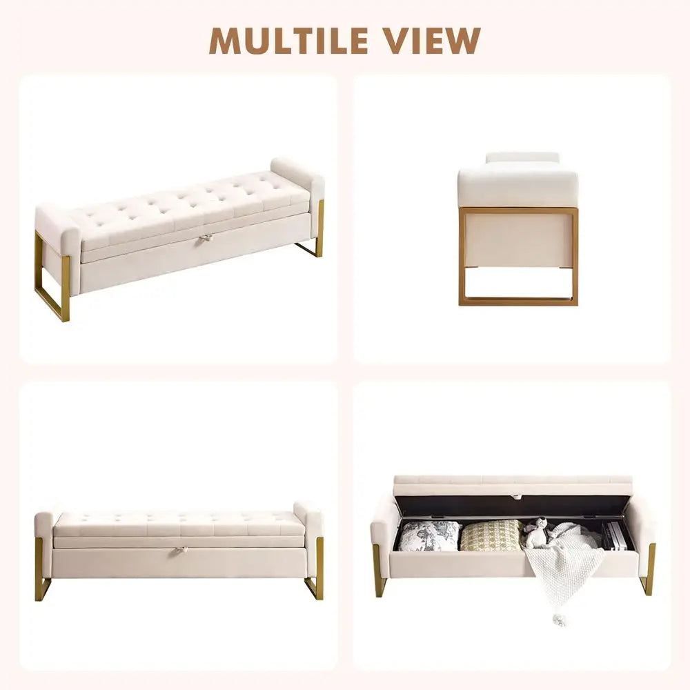 Storage Bench for Bedroom, King Size End of Bed Bench
