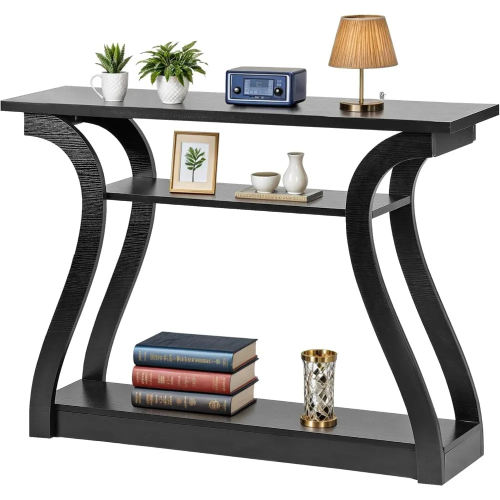 Console Table, Entryway Table with 3 Tier Storage Shelves
