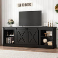Farmhouse TV Stand 70/75/80 Inch, Entertainment Center With Sliding Barn Doors, Storage Console Living Room, Black, Customized