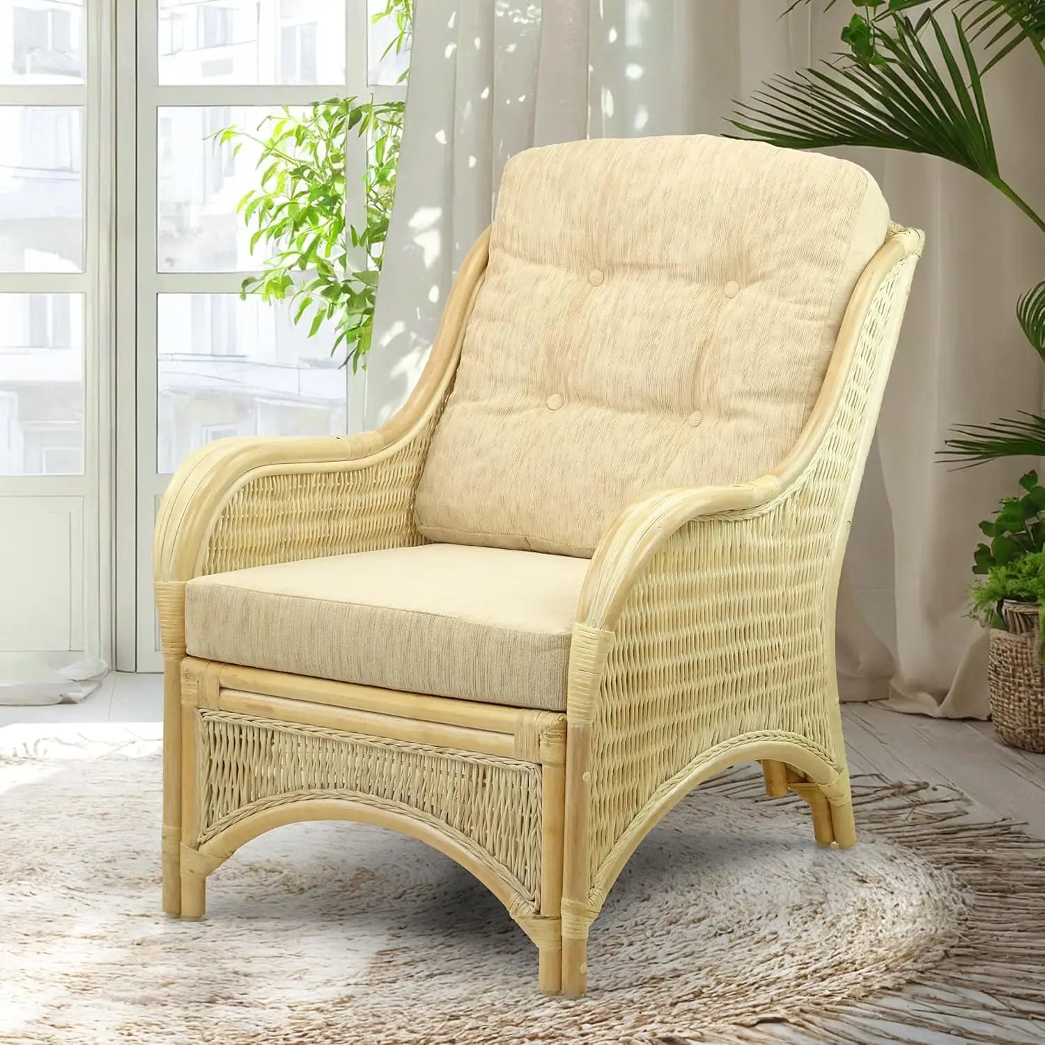 Natural Rattan Handmade Lounge Armchair