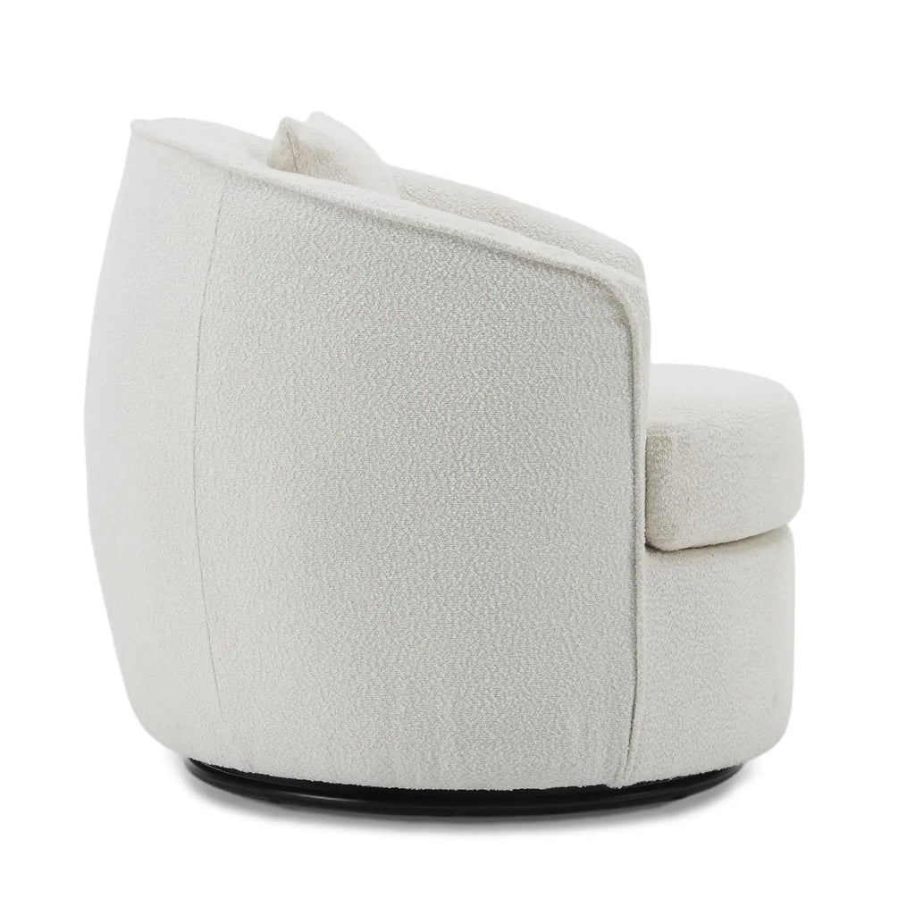 2pcs Upholstered Boucle Barrel Swivel Accent Chair with Pillows