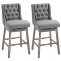 Bar Height Bar Stools Set of 2, 180 Degree Swivel Barstools with Solid Wood Footrests