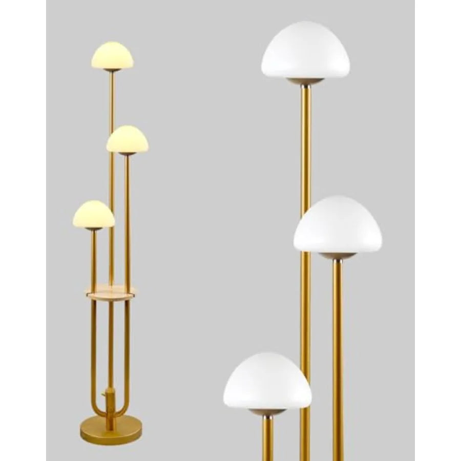 63Inch Floor Lamp Dimmable Gold Floor Lamp with 5Lbs Heavy Base for Living Room 2-Light Mid Century Modern Tall Standing Lamp w
