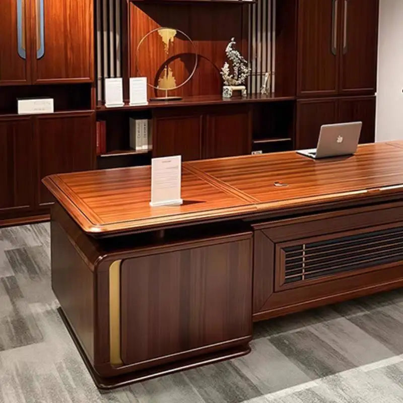 Brown Wood Executive Office Desk Modern Strong Luxury Gaming Computer Desk Study Large Mesa Escriotorio Work Station Table