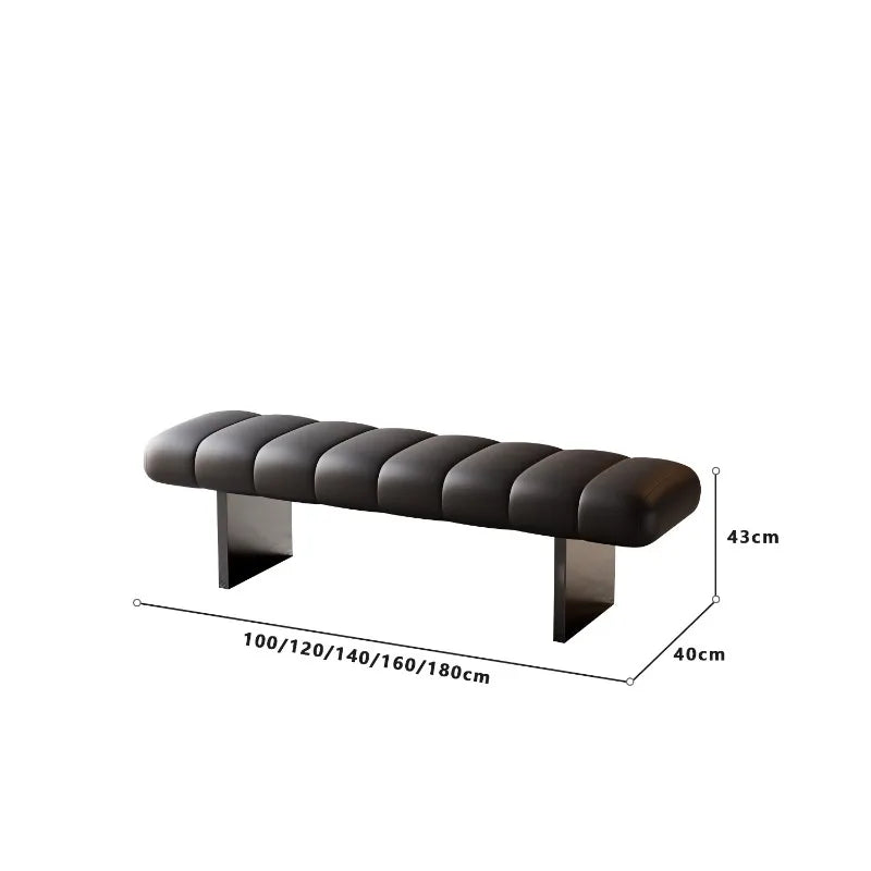 Modern Channel-Tufted Upholstered Bench, Minimalist Padded Ottoman Seat, Low Profile End-of-Bed Bench for Entryway, Bedroom
