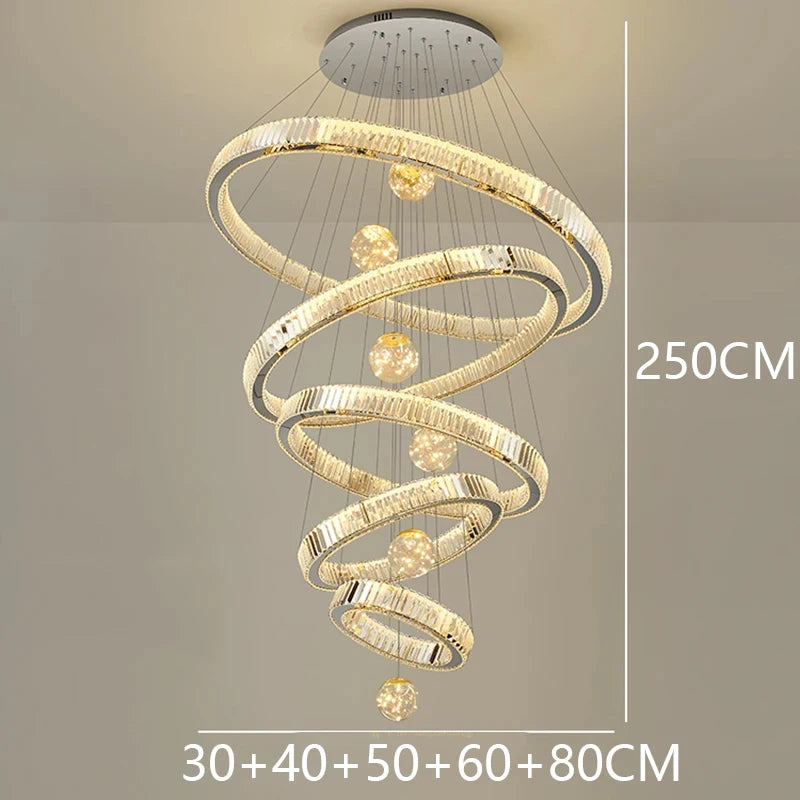 Modern Crystal Chandelier Lustre Stair Pendant