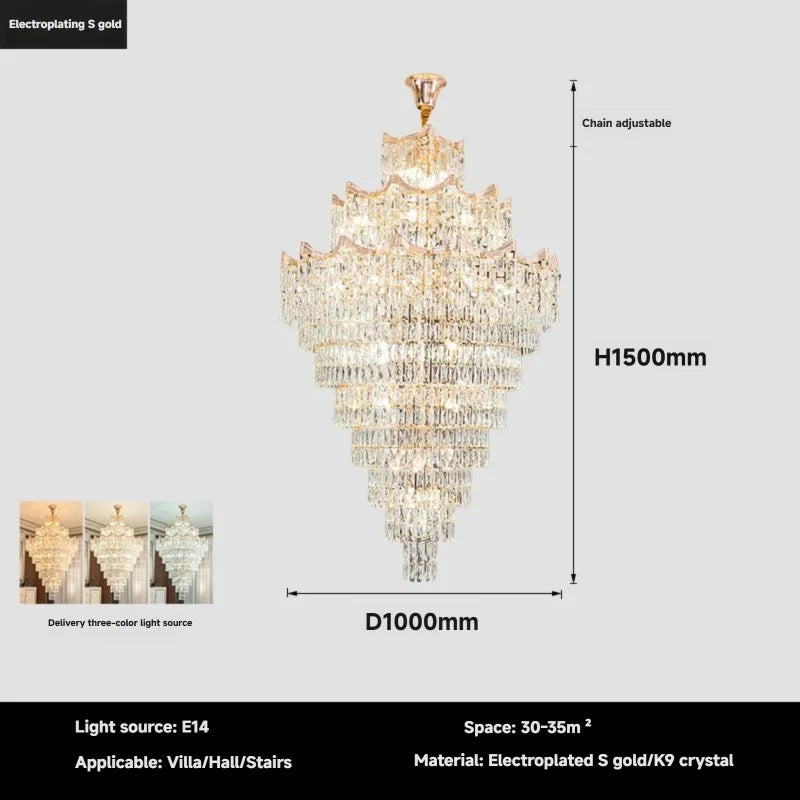 Luxury Modern Crystal High Ceiling Chandelier