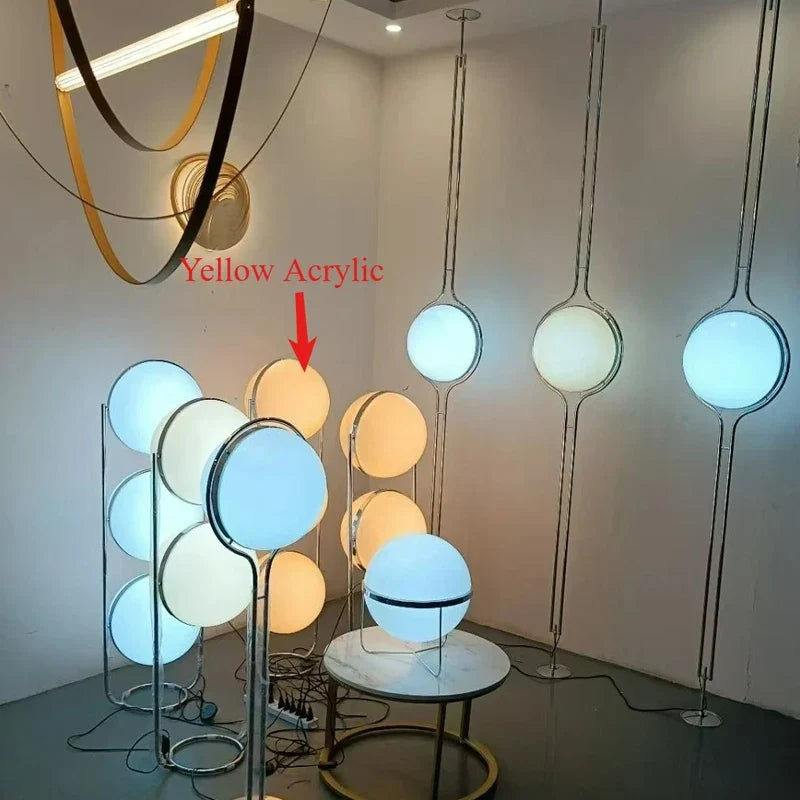 Modern Creative Floor Lamp White Yellow Acrylic Ball