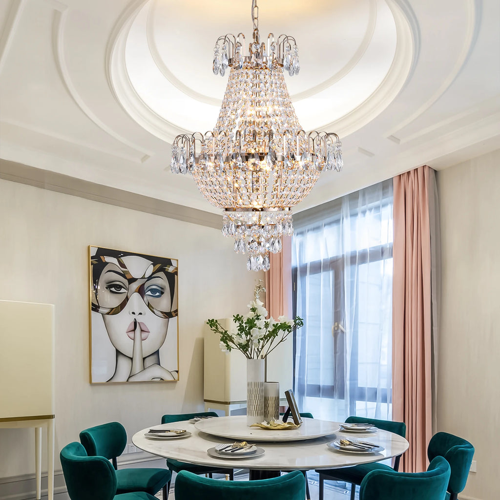 16.9-Inch 7-Head French Gold Crystal Chandelier