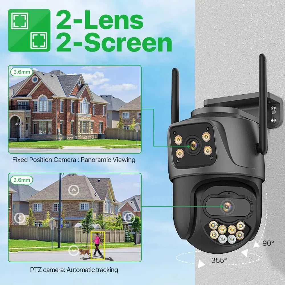 External Wifi PTZ Camera Dual Lens 4K 8MP HD Outdoor IP Camera 4MP Auto Tracking