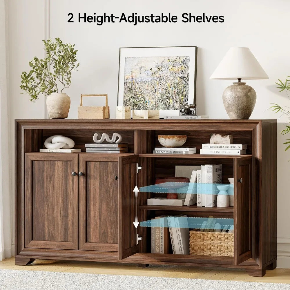 Buffet Cabinet: 4 Doors, Adjustable Shelves