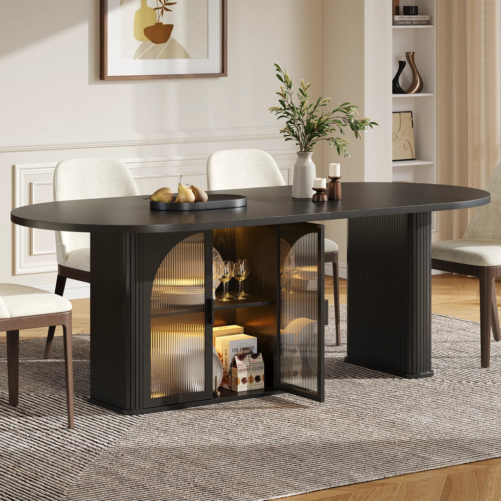 Modern Walnut 70 Inch Oval Dining Table for 6-8 People