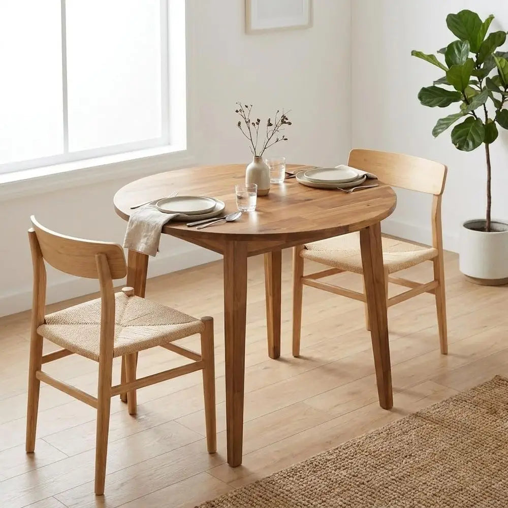 Acacia Wood Round Dining Table 31, Perfect for Dining, Kitchen, Living Spaces - Modern, Scandinavian Style