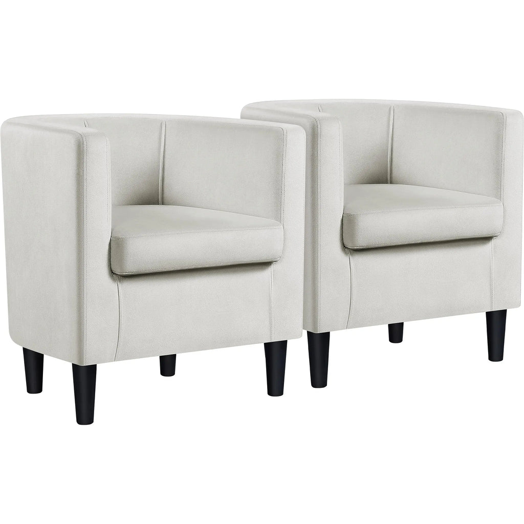 2PCS Leather Accent Barrel Chair