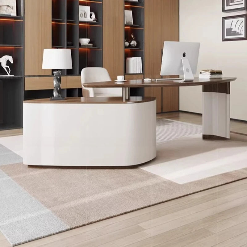 Adjustable Executive L shaped Office Desk Shelves