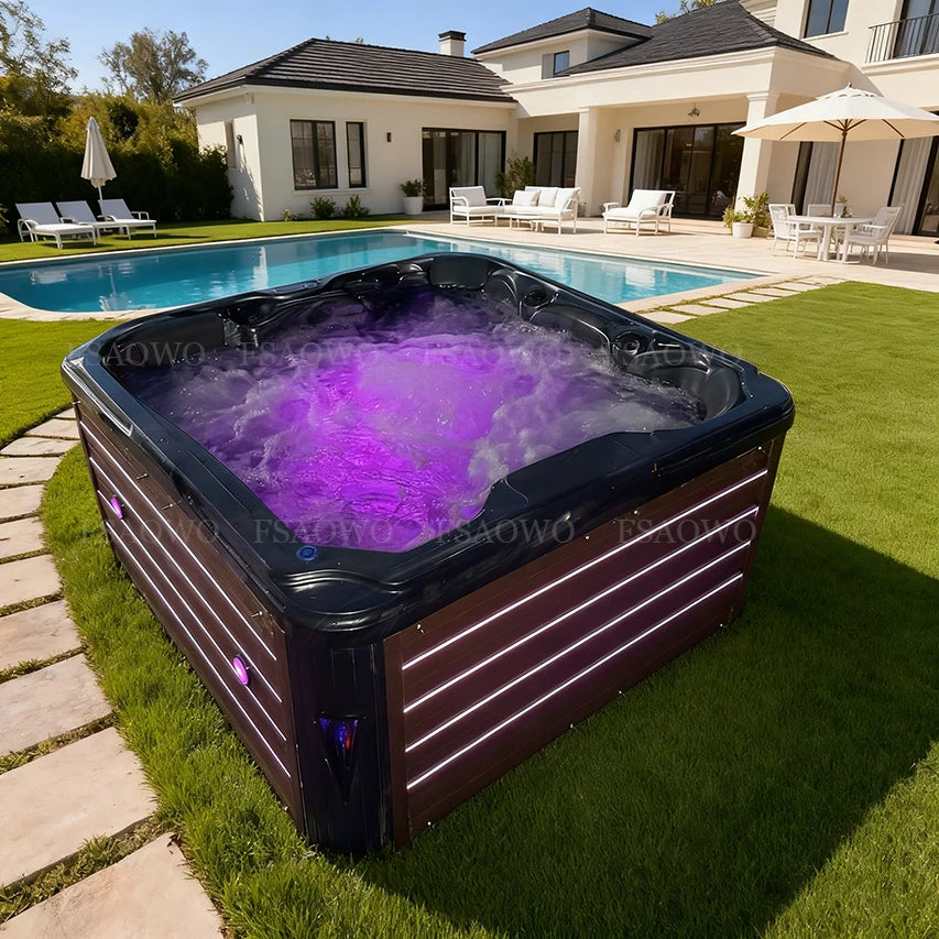 Outdoor Japanese Private Luxury Jacuzzi Deep Hot Tub Exterior Decorative Lighting