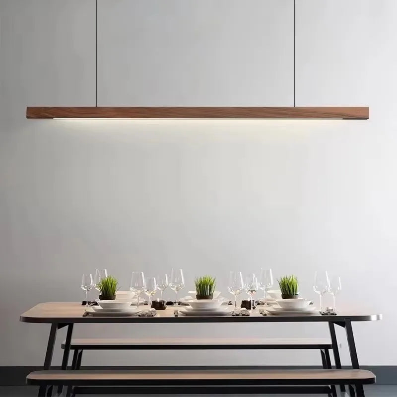 Modern LED Chandelier Walnut