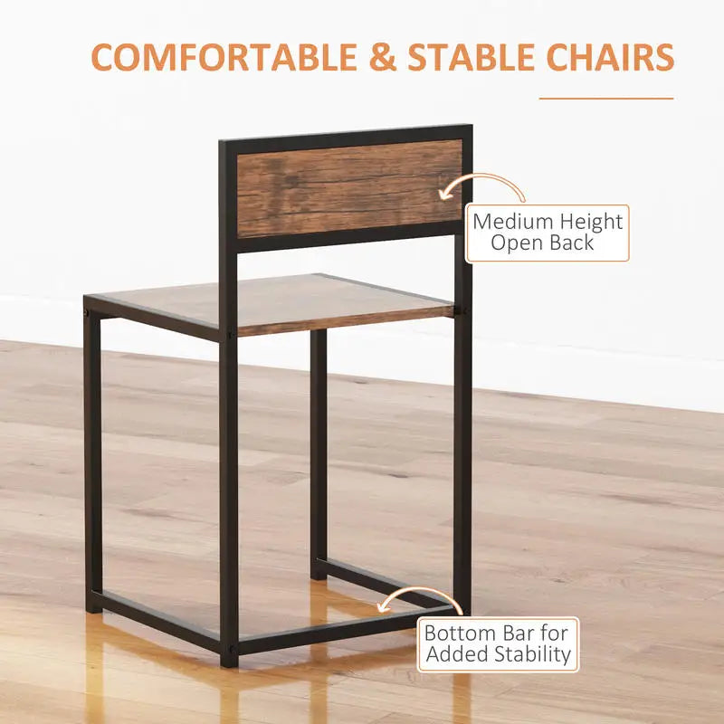 3-Piece Industrial Dining Table Set for 2