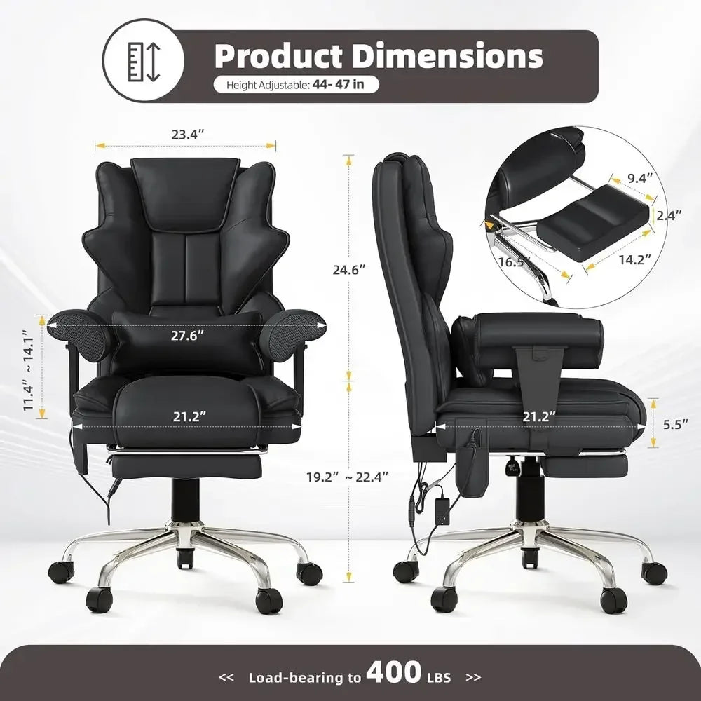 7-Point Massage Oice Chair,Heated Desk Manageral Chair,Ergonomic Executive Chair with ootrest,Adjustable Armrest，Computer Chair