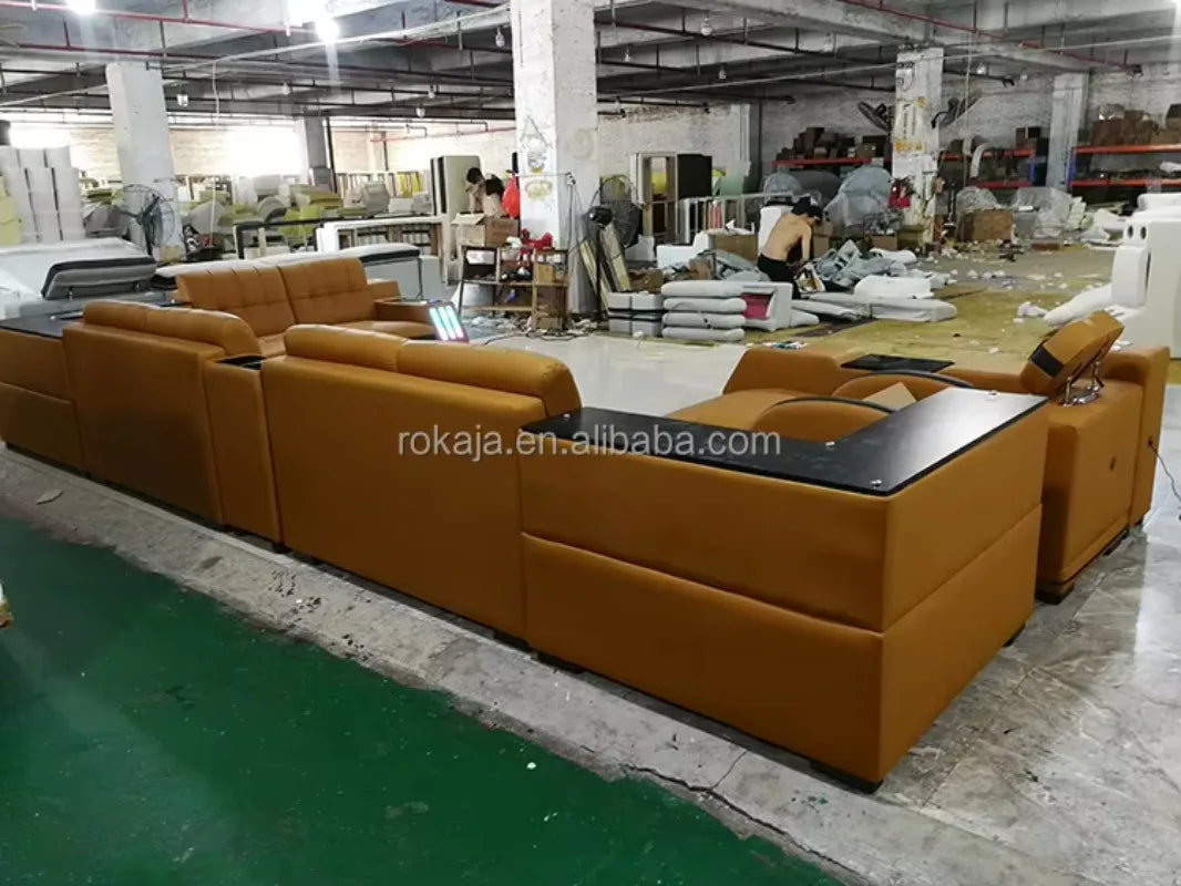 Light Emitting Smart Sofa Massage Leather Sofa