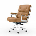 Ergonomic Office Chair Genuine Leather with Aluminum Arms and Wheels