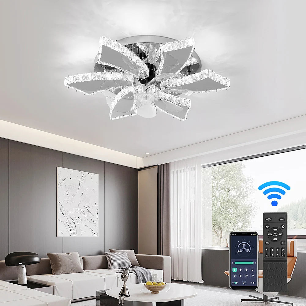 Modern Chandelier Ceiling Fan With Led Lamp