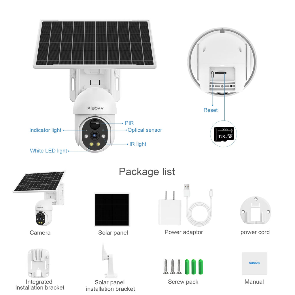 8MP 2K HD WIFI Wireless PTZ Solar Cctv Camera Battery Powered Outdoor