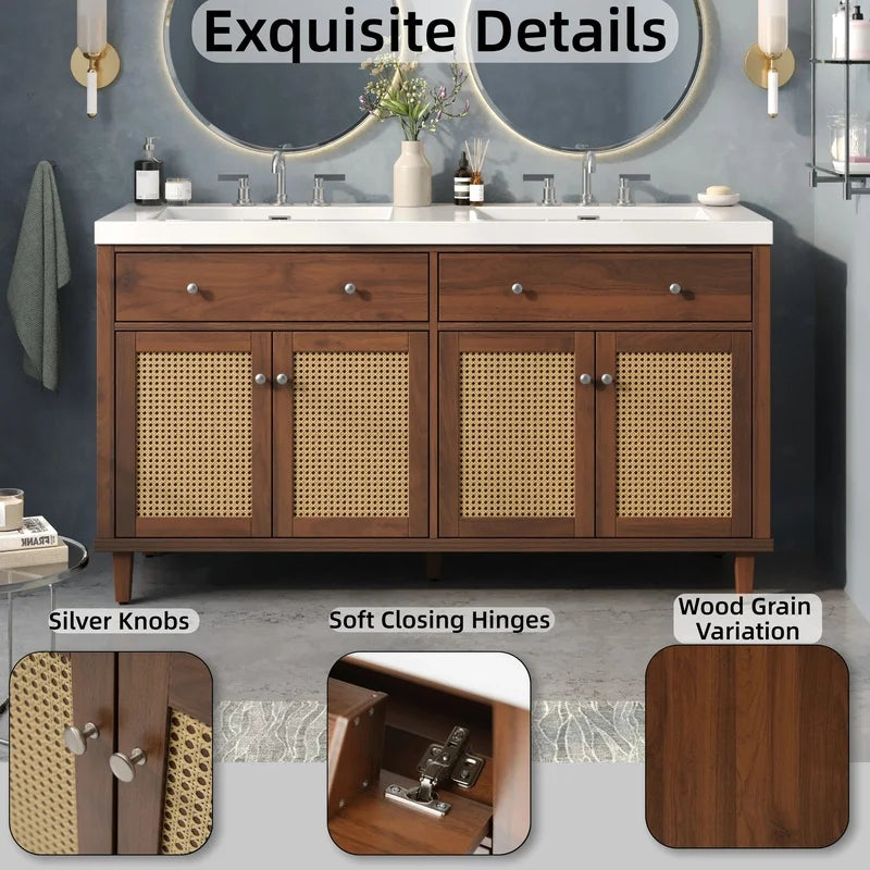 60 Inch Bathroom Vanity with Double Sink,