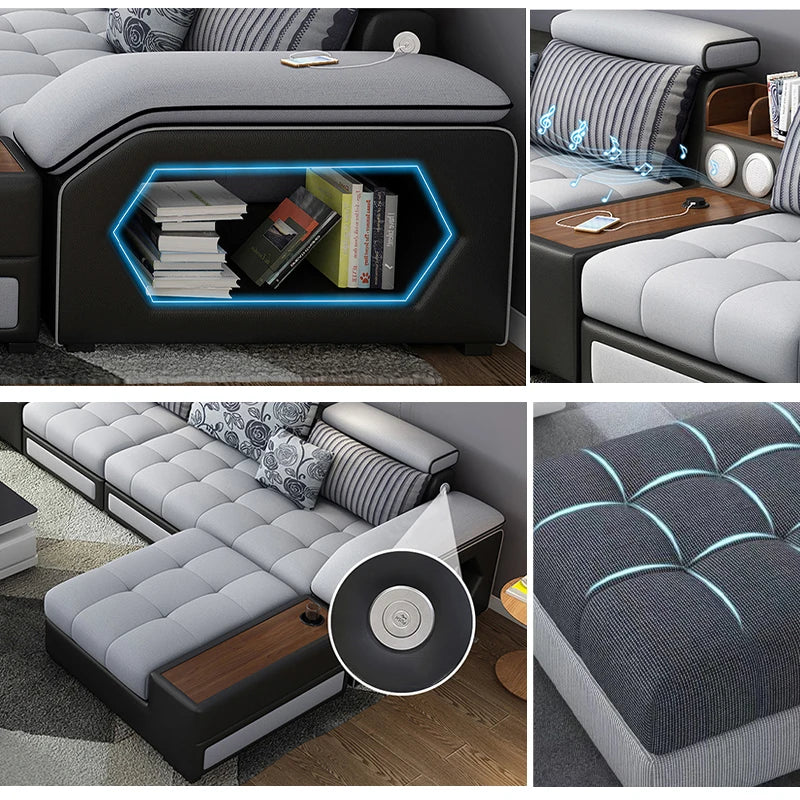 Modern Smart Fabric Corner Couch U Shape