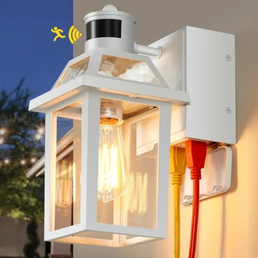 Porch Lights with GFCI Outlet, Dusk to Dawn Outdoor Lights with Outlet,
