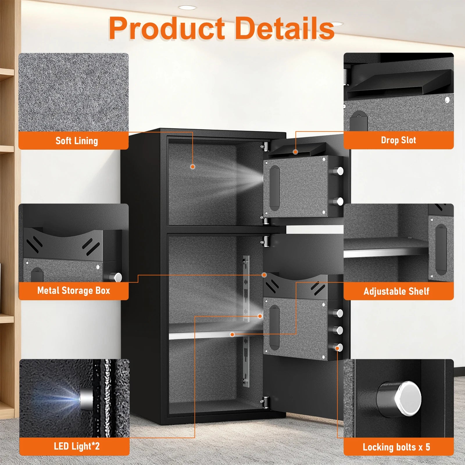 6.0 Cuft Large Fingerprint Home Safes