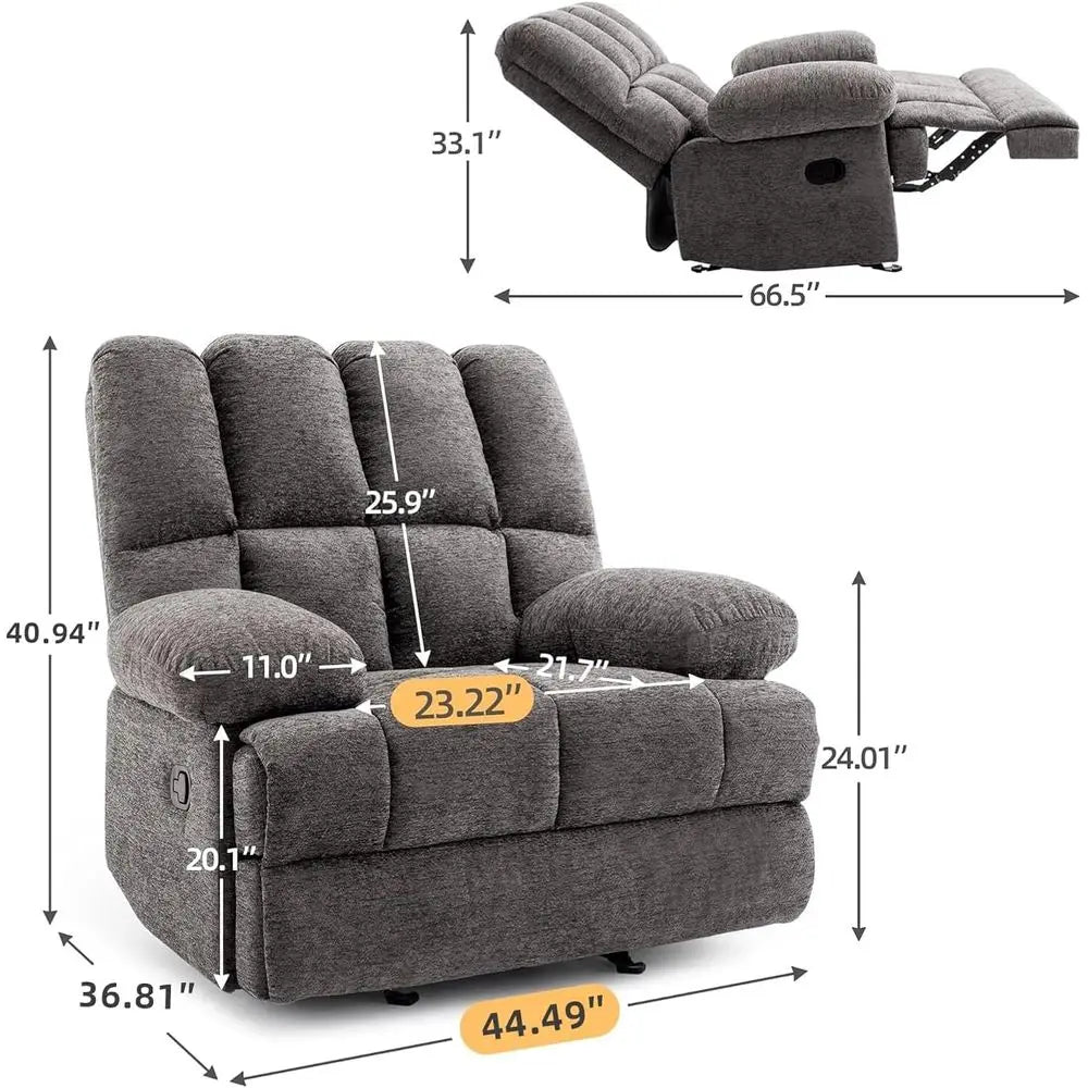 Extra Large Manual Rocker Recliner for Big and Tall, 350 LB Capacity,