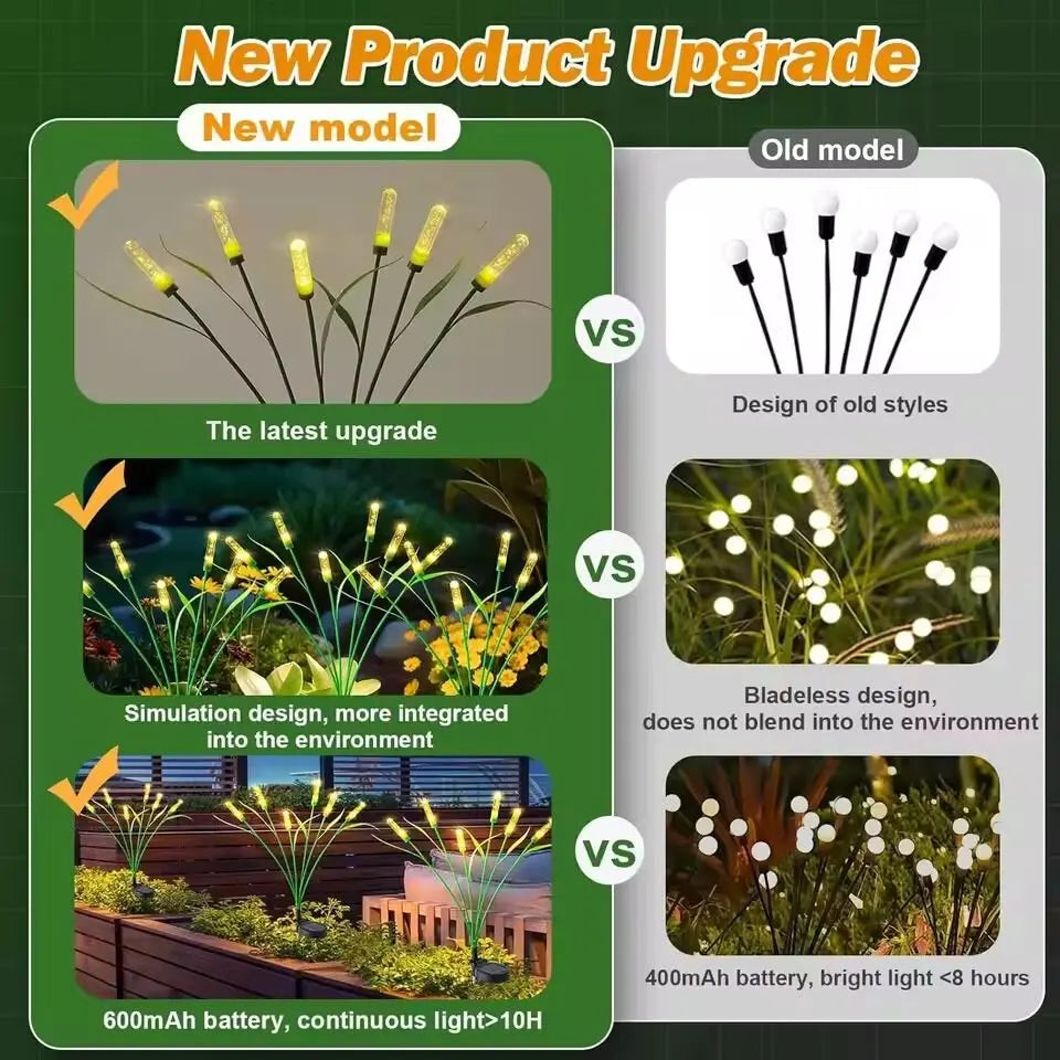 1PC Solar Firefly Swaying Garden Light Outdoor Waterproof LED Reed Lamp Decoration