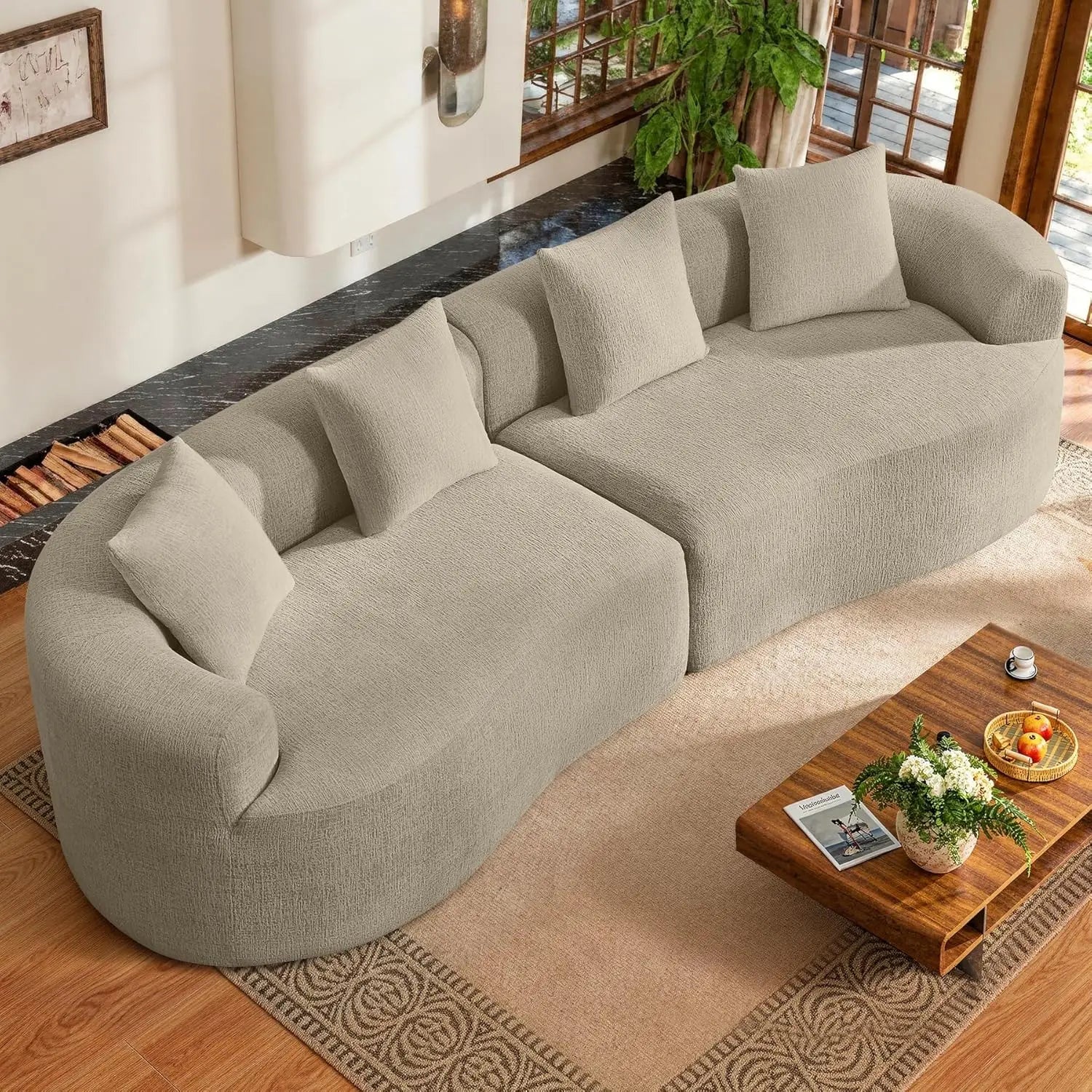 110” Modern Curved Sofa, Oversized, Couch