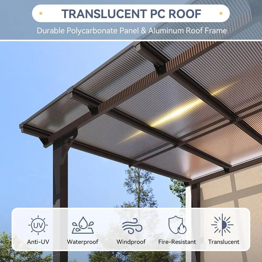10' x 20' Lean to Gazebo, Hardtop Metal Gazebo Pergola with Polycarbonate Roof