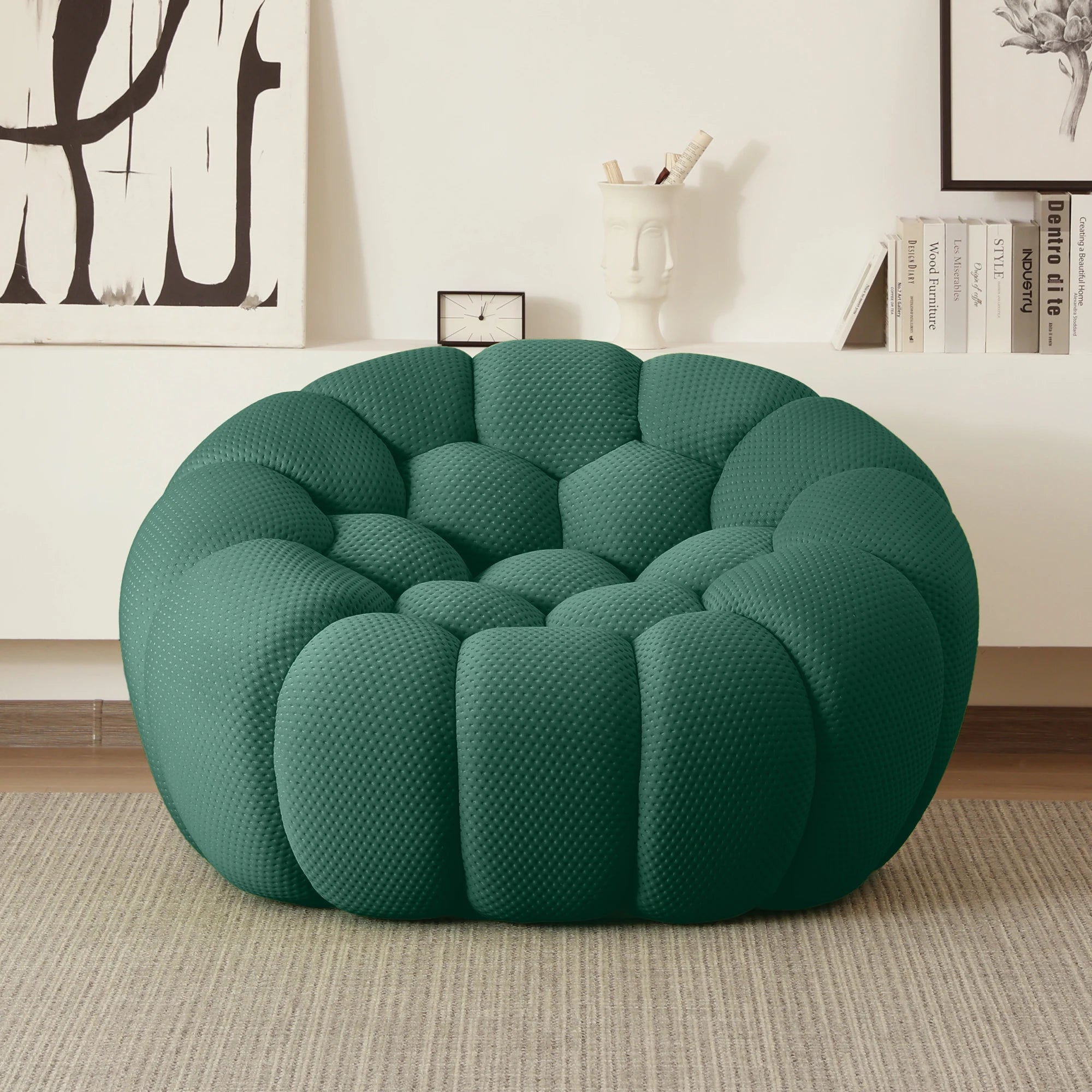 Oversized Boneless Bubble Couch, Football-Shaped Design