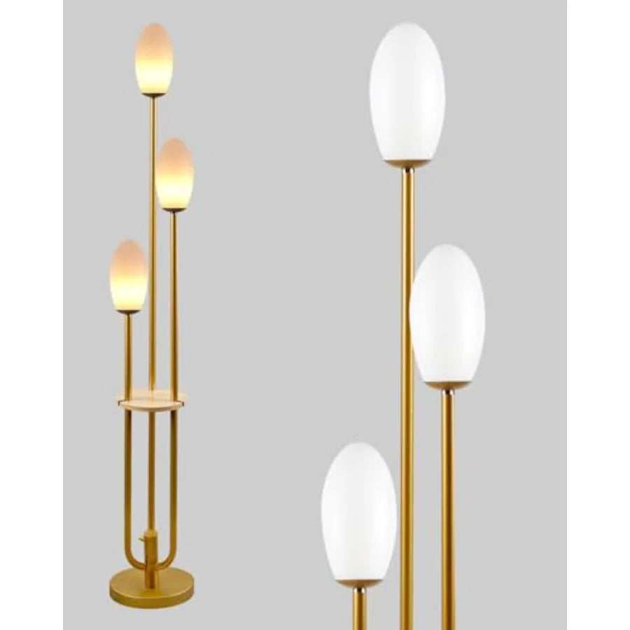 63Inch Floor Lamp Dimmable Gold Floor Lamp with 5Lbs Heavy Base for Living Room 2-Light Mid Century Modern Tall Standing Lamp w