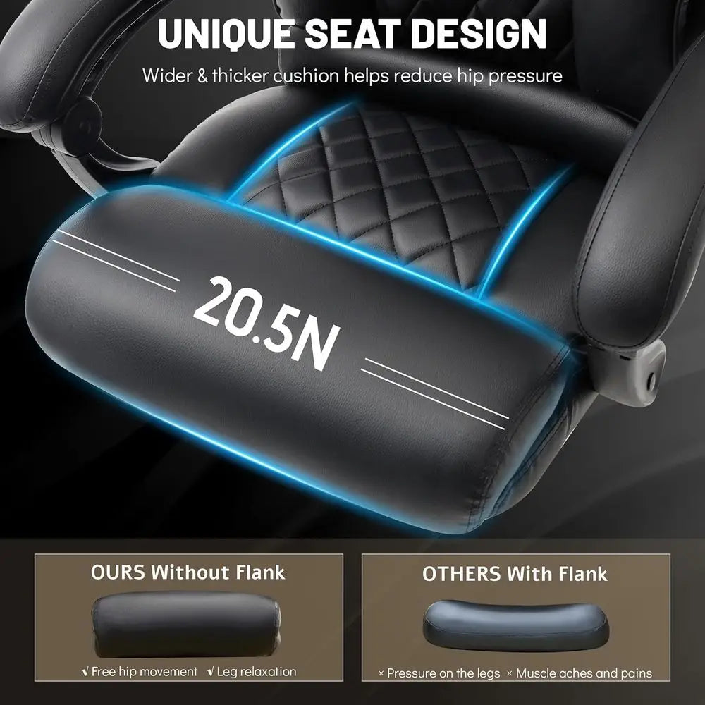 Ergonomic Vibration & Heat Massage Office Chair, 6 Points, 500 lbs Capacity, Dual-Use Pillow, Suitable for Home & Office, Black