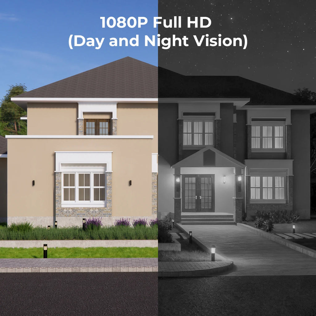 1080P 8CH CCTV Security System AI Human/Vehicle Detection Wired Surveillance Cameras
