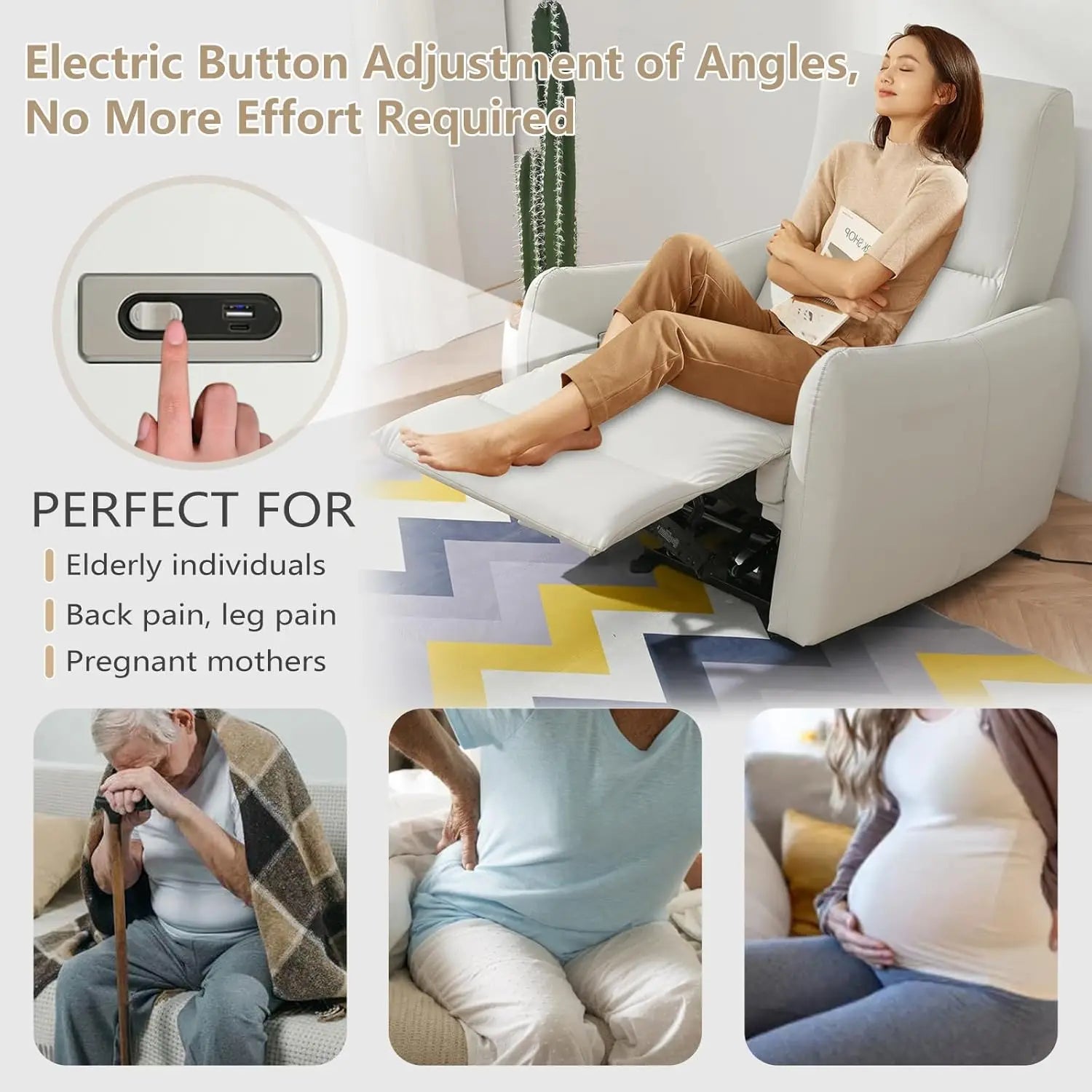 Wall Hugger Power Recliner Small Space USB
