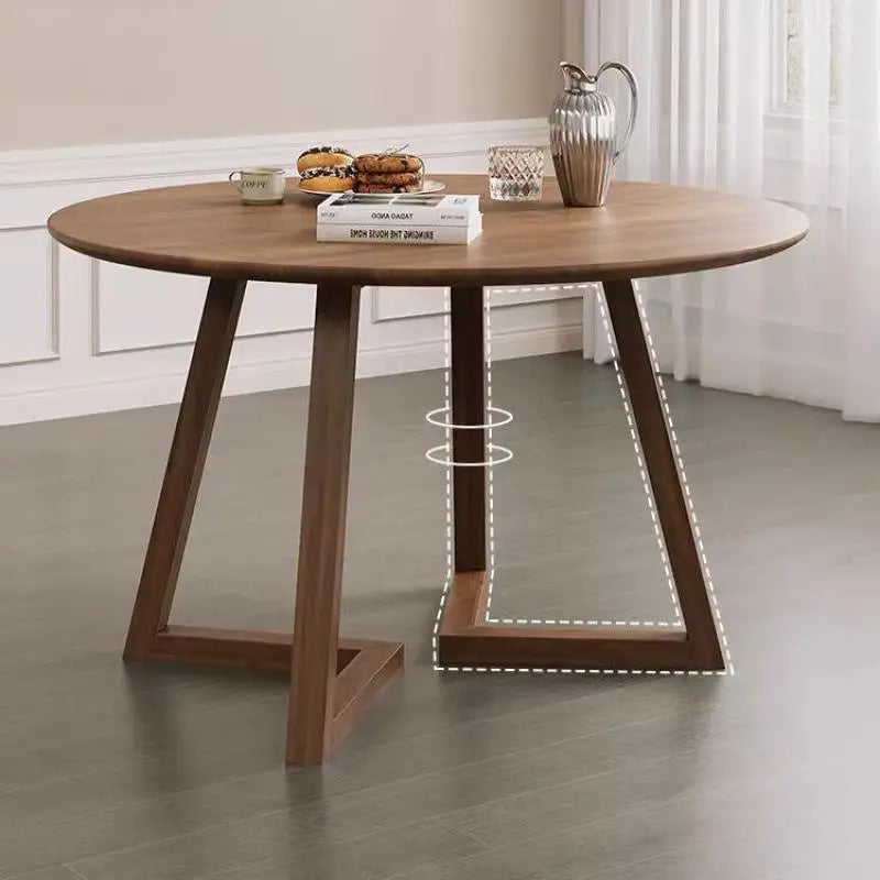 Japanese style round solid wood  dining table