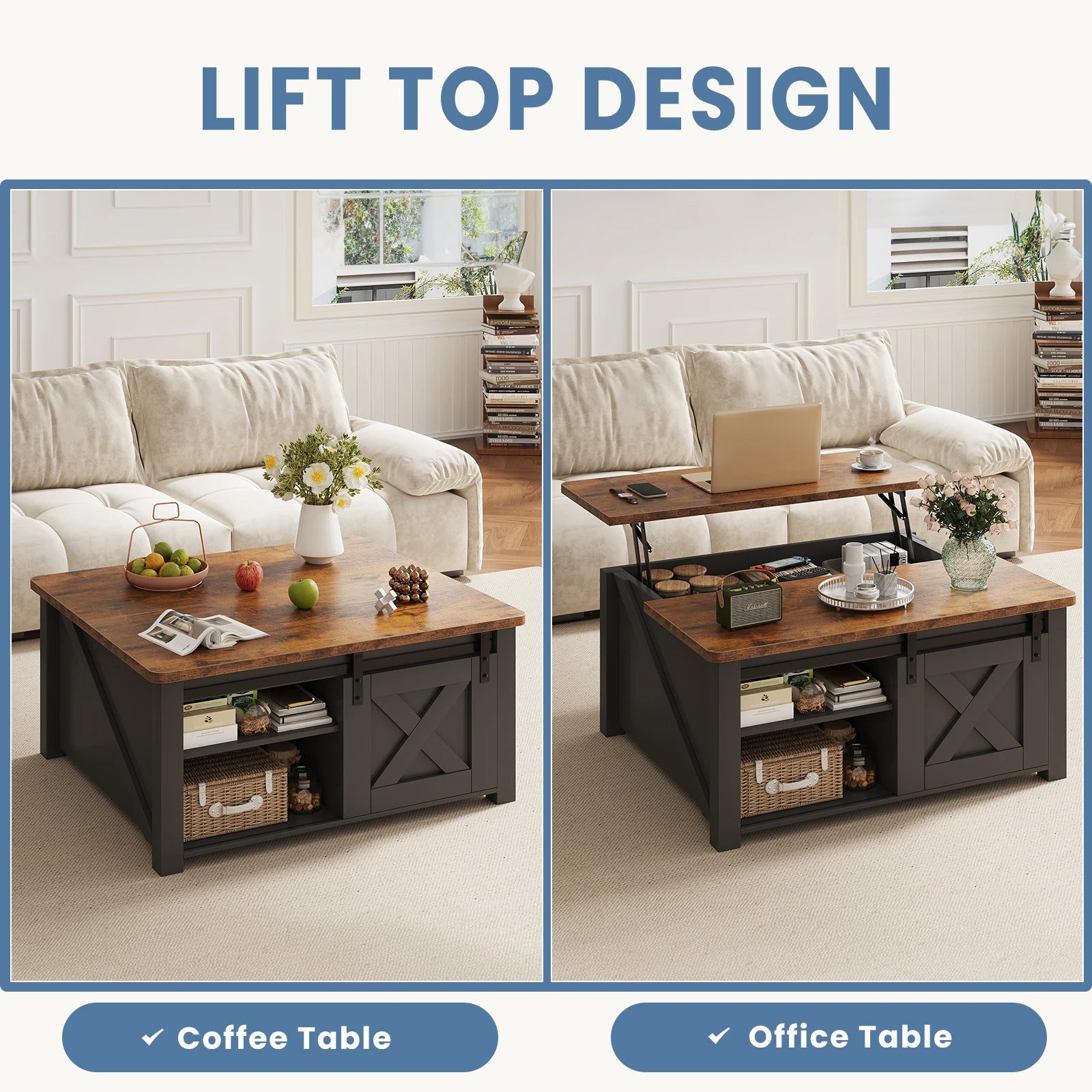 Wood Lift Top Coffee Tables Square