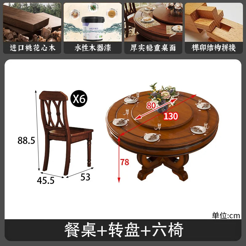 American all-solid wood dining table and chair combination