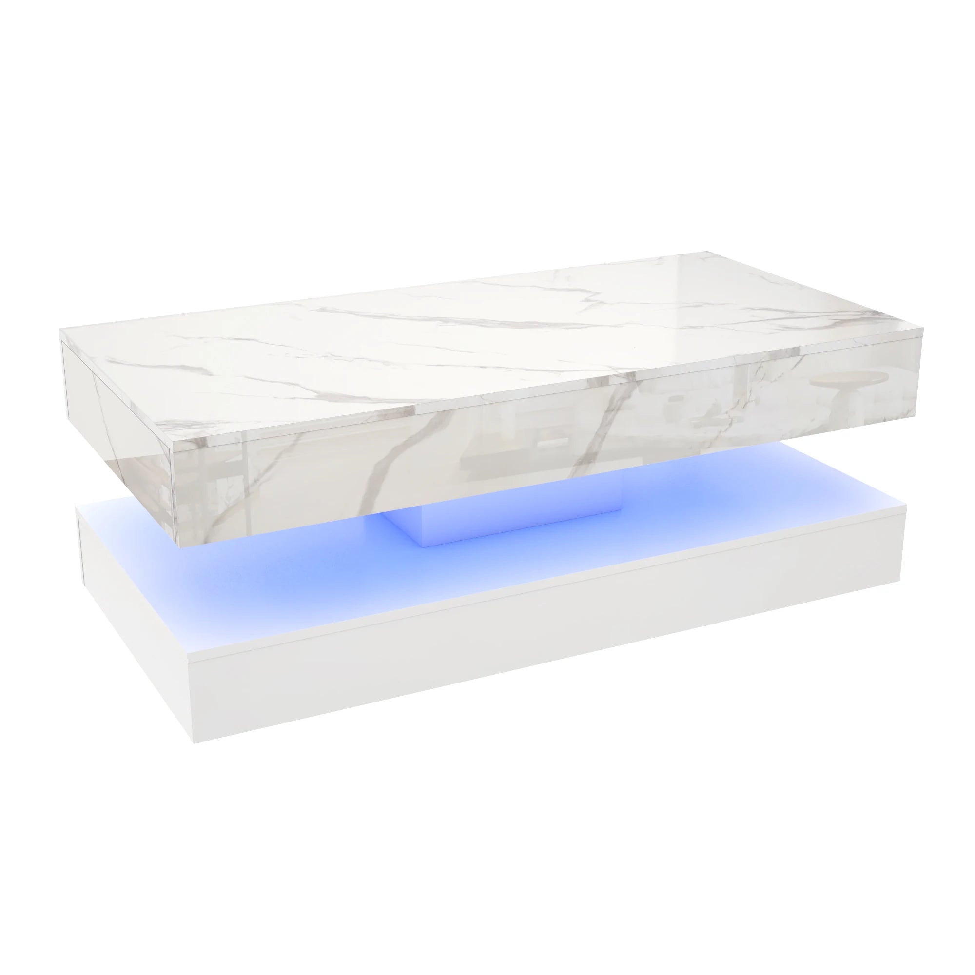 Modern Coffee Table, LED lights, Double-Layer Design