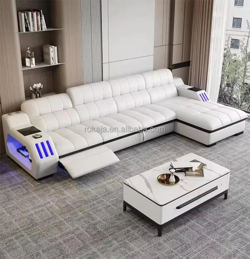 Light Emitting Smart Sofa Massage Leather Sofa