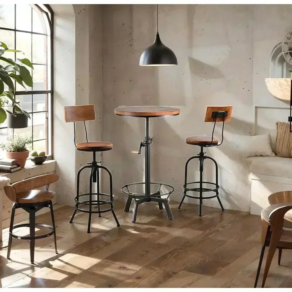 Swivel Bar Table Set with 2 Stools