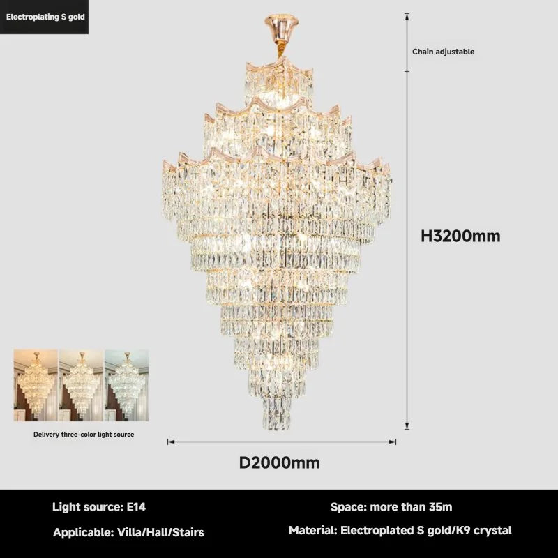 Luxury Modern Crystal High Ceiling Chandelier