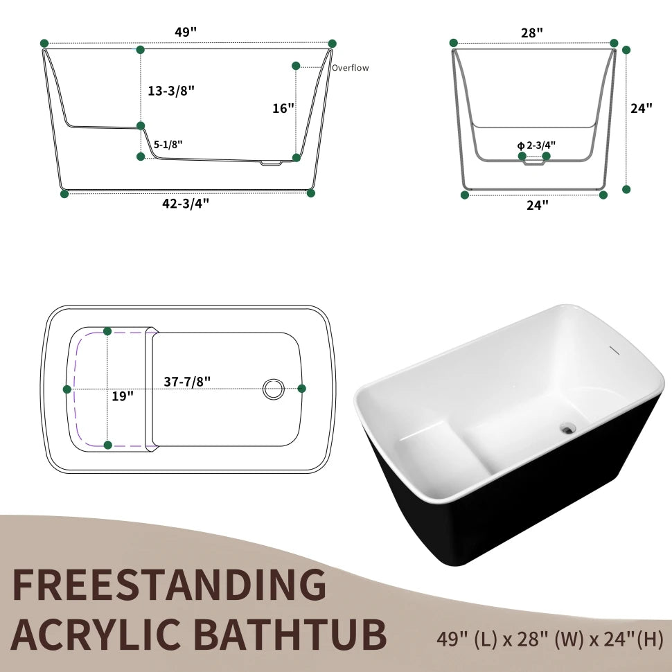 Acrylic Freestanding Square-shape Japanese Soaking Hot Tub