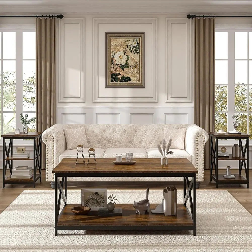 3-Piece Industrial Style Coffee Table Set