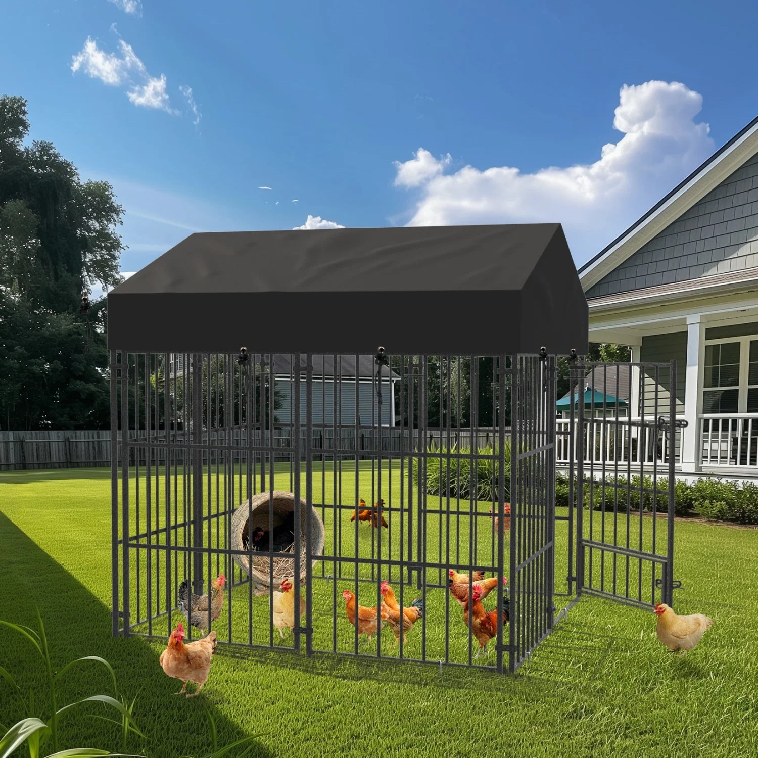 Outdoor Dog Kennel with Roof